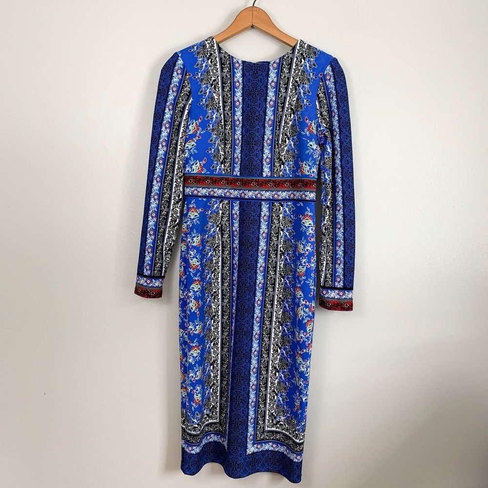 Maggy London Printed Long Sleeve Midi